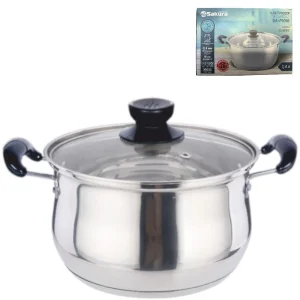 Кастрюля нерж  1,4л 16см стекл.крышка, индукция SAKURA CLASSIC SA-P1016