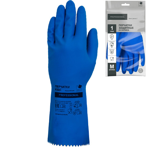 Перчатки защитные КЩС латексные, р-р M, синие ADM Professional 888KHSC 1/120