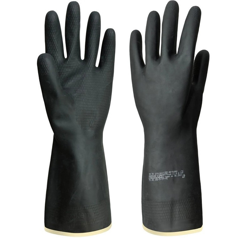 Перчатки защитные КЩС-1 латексные, р-р XL, черные ADM Professional KCS1-81 1/60