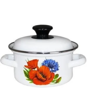 Кастрюля эмаль 1,0л с рисунком белая 42304-072/6 /Керчь/ 1/12