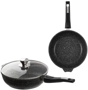 Сотейник литье 26см АП съемная ручка, стекл.крышка Гранит black с0263802