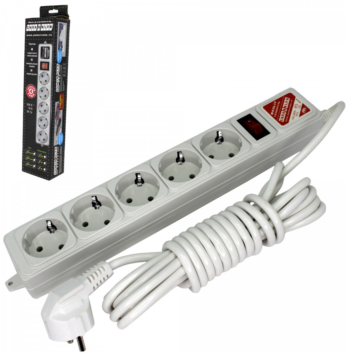 Фильтр сетевой 5 мест 5,0м 10А ST-1283 1/40
