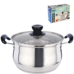 Кастрюля нерж  1,9л 18см стекл.крышка, индукция SAKURA CLASSIC SA-P1018