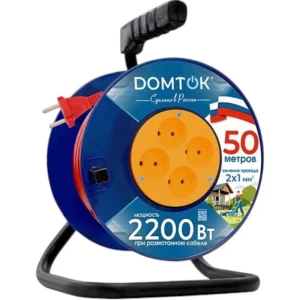 Удлинитель на катушке 4места 50м б/з 10А (ПВС 2х1) DOMTOK (1214118)