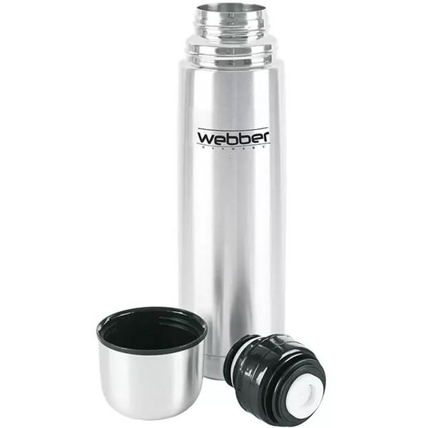 Термос нерж 1,0л узкое горло с кнопкой WEBBER SS-1000P 1/24