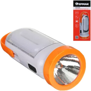 Фонарь аккумуляторный 17 LED + 0,5Вт, шнур 220Вт, солнечная батарея, 14,5*5,5см Ермак (198-094)