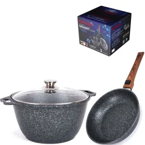Набор посуды литье 3пр №16 АП Granit Ultra blue (кастрюля 4л, сковорода 24см) нкп16гг
