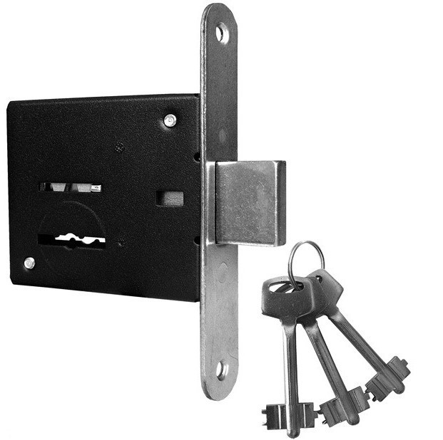 Замок ВРЕЗНОЙ ЗВ8-4 сувальдный хром 3 ключа, с планкой S-Locked (50) 119311