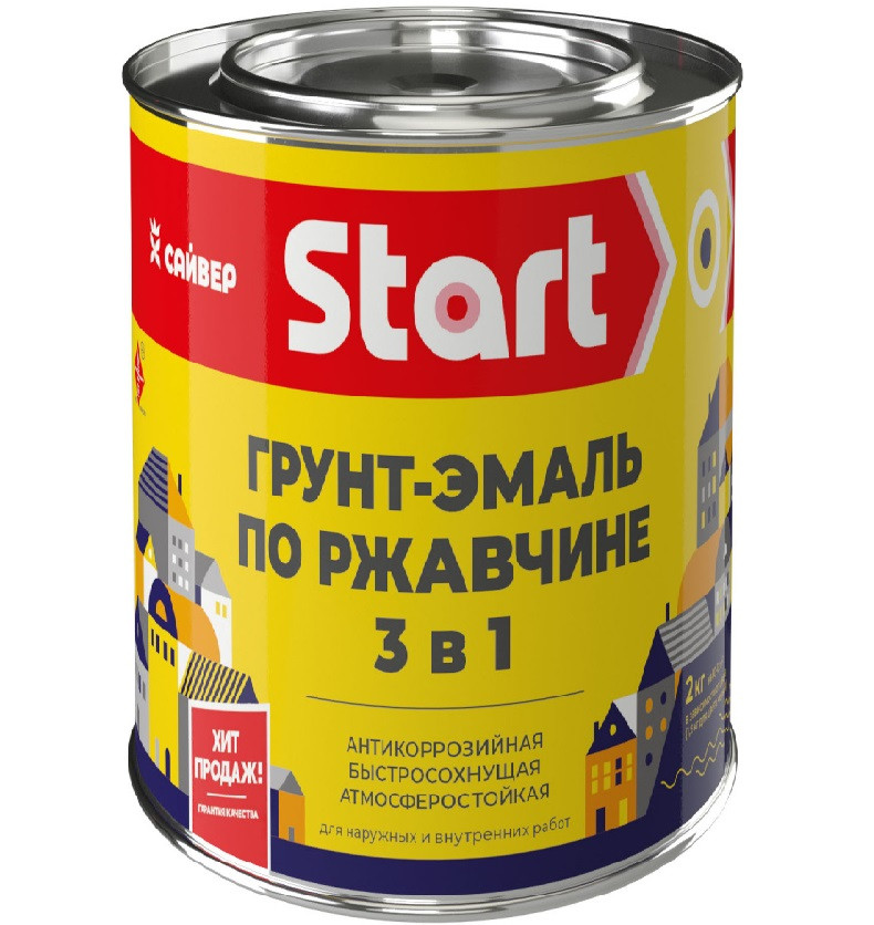 Грунт-эмаль по ржавчине 3в1 серая 0,8кг Старт 1/14