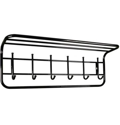 Вешалка настенная с полкой 80*21*28см (6 крючков) черная ВСП 7 Ч
