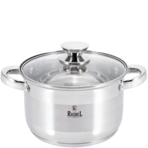 Кастрюля нерж  1,9л 16см, стекл.крышка R-1900x