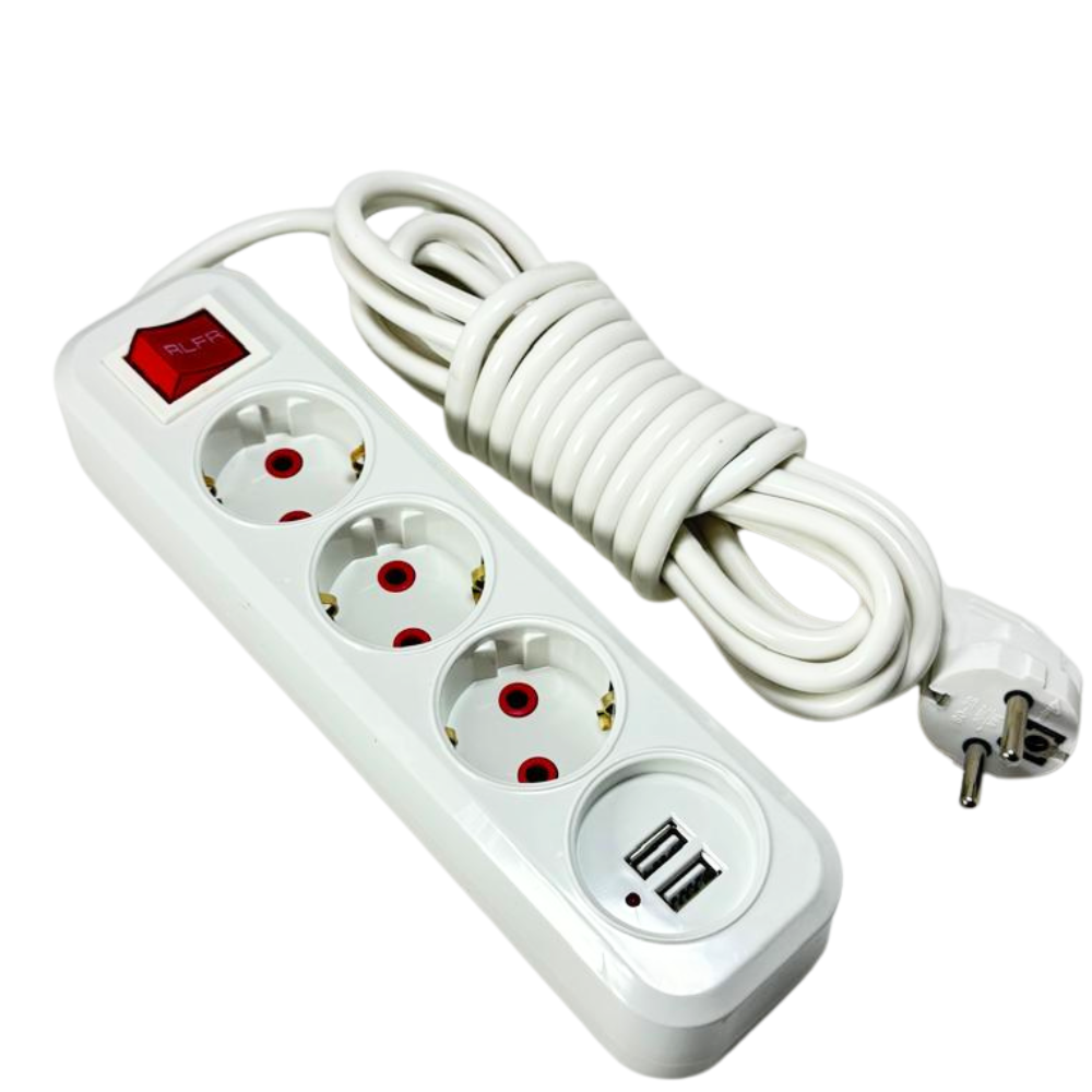 Удлинитель с/з 3 места 5м ток 16А с выкл и USB ST-24 1/60
