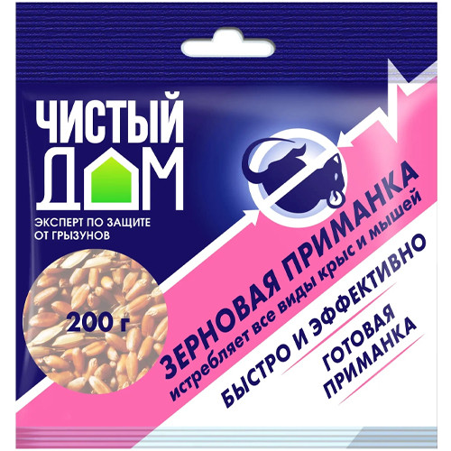 Средство от грызунов  Приманка зерновая Чистый дом 200гр 03-028 1/50