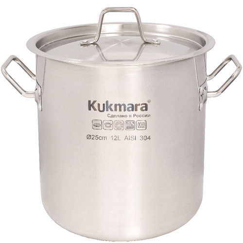 Котел нерж 12л ф25см HoReCa с мет.крышкой HRC-SP12025M /Кукмор/