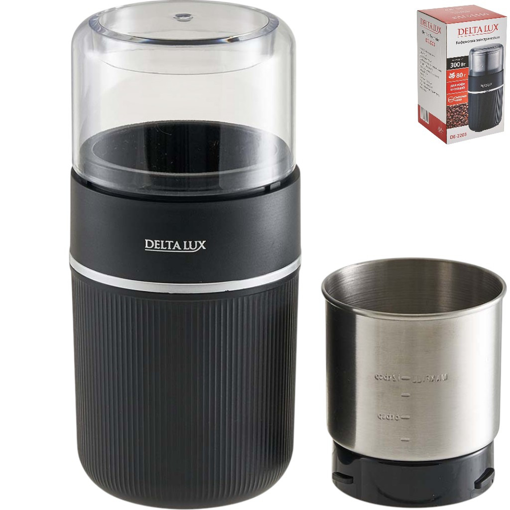 Кофемолка 300Вт емкость 80гр DELTA LUX DE-2203 1/12