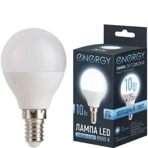 Лампа светодиодная Е14 10W холодный свет 6500K G45 Energy LED (109320) 1/10