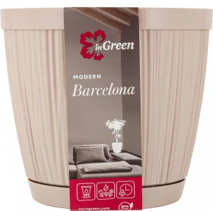 Горшок цветоч. 1,8л ф155см InGreen BARCELONA молочный шоколад IG623010047 1/16