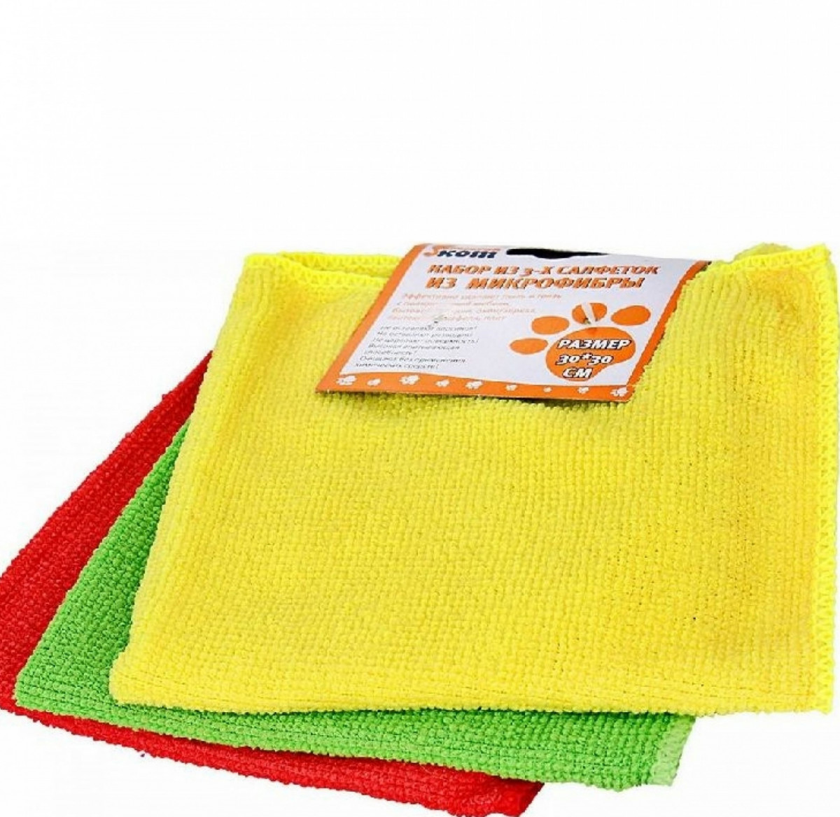 Салфетка микрофибра  (3шт) 30*30   /MFS-02/3/ Рыжий кот (310239)