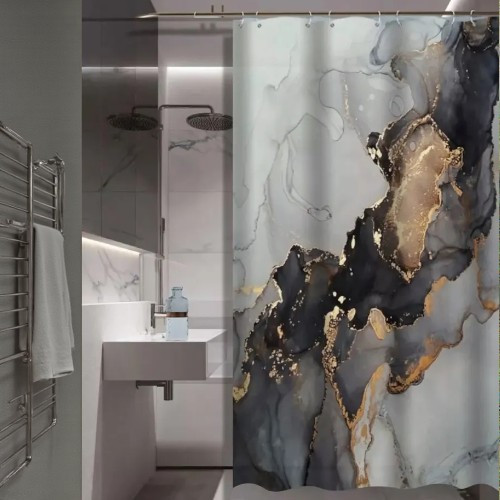 Штора для ванной 180*200см Marble ZALEL YT-Marble30 grey /УТ-00000514/