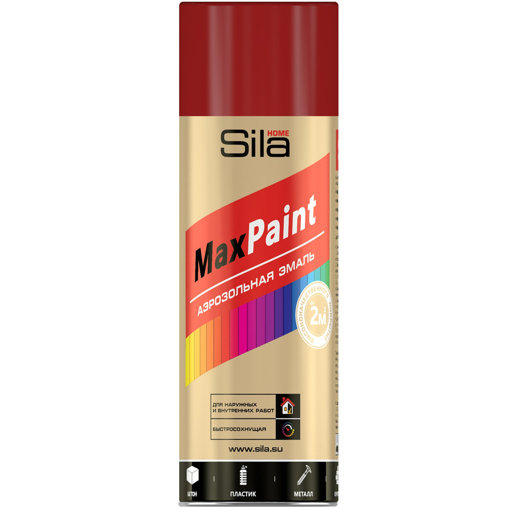 Эмаль аэрозольная универсальная Sila HOME Max Paint 520мл RAL3005 винно- красная SILP3005 1/12