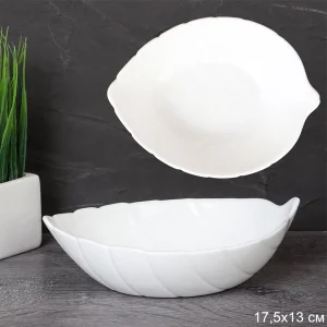 Салатник 7" 17,5см Лист белый FLSHYW70 (WHITE) стеклокерамика (734981, 745636) 010б-лс7 1/48, 1/72