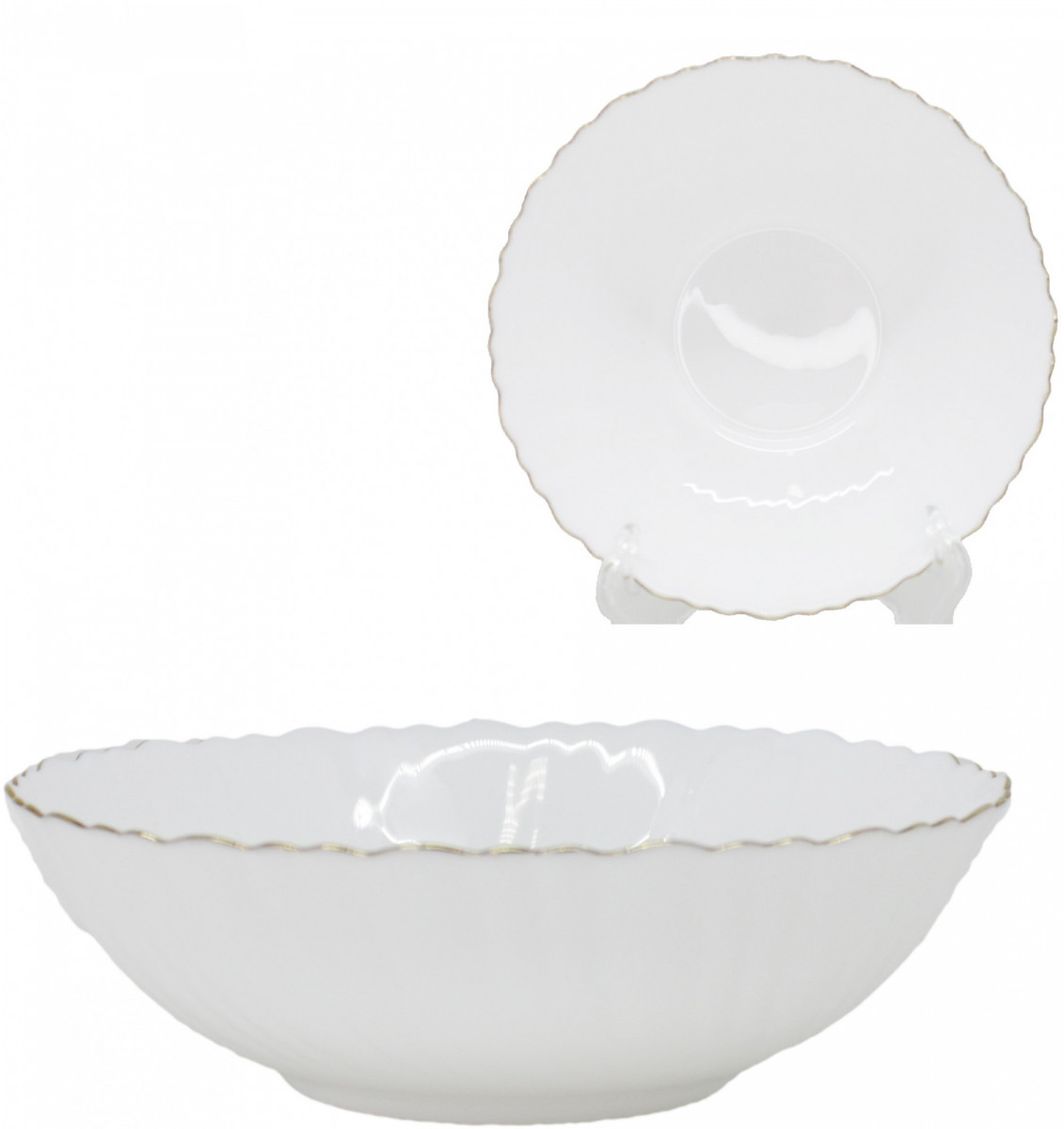 Салатник 7" 17,5см Белый золотая отводка TW-70XN White Gold стеклокерамика (694920, 706183) 1/6/48