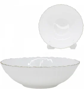 Салатник 7" 17,5см Белый золотая отводка TW-70XN White Gold стеклокерамика (694920, 706183) 1/6/48