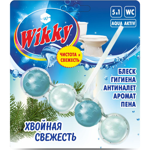 Подвесной блок для унитаза Wikky (4 шарика) Хвойная свежесть 1/72