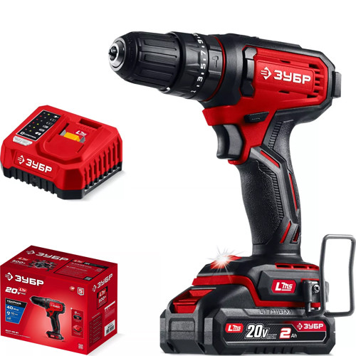 Дрель-шуруповерт аккумуляторная 20В 1500об/мин, 27000уд/мин,  аккумулятор- Li-lon ЗУБР /ДШУ-40-21/