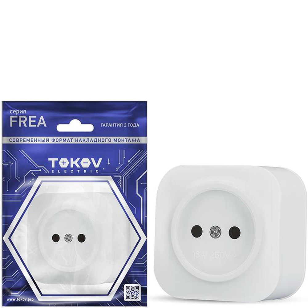 Розетка открытой установки 1-местная белая 16А TOKOV TKE-FR-R1-C01 (1685673)