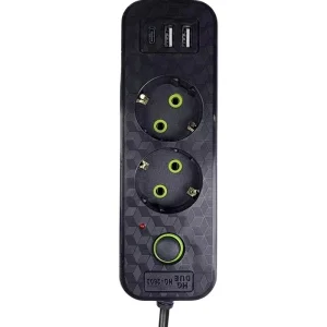 Удлинитель с/з 2 места 5м ток 16А с выкл +3 USB ST-4316 1/80