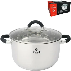 Кастрюля нерж  6,0л 24см, стекл.крышка R-600к