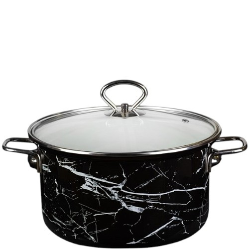 Кастрюля эмаль 5,0л с декором черный мрамор 72315-563/4.01-У1 /Керчь/ 1/4