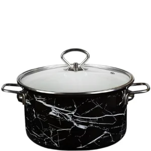 Кастрюля эмаль 5,0л с декором черный мрамор 72315-563/4.01-У1 /Керчь/ 1/4