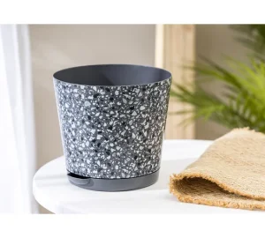 Горшок цветоч. 2,0л ф160см Stone Flower с прикорневым поливом с декором серый
