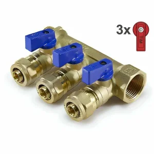 Коллектор 1"*16* 3 крана красные/синие ручки 200-1(3)-16 ТИМ